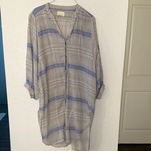 Maeve Blue and Cream Patterned dress/top/swim coverup